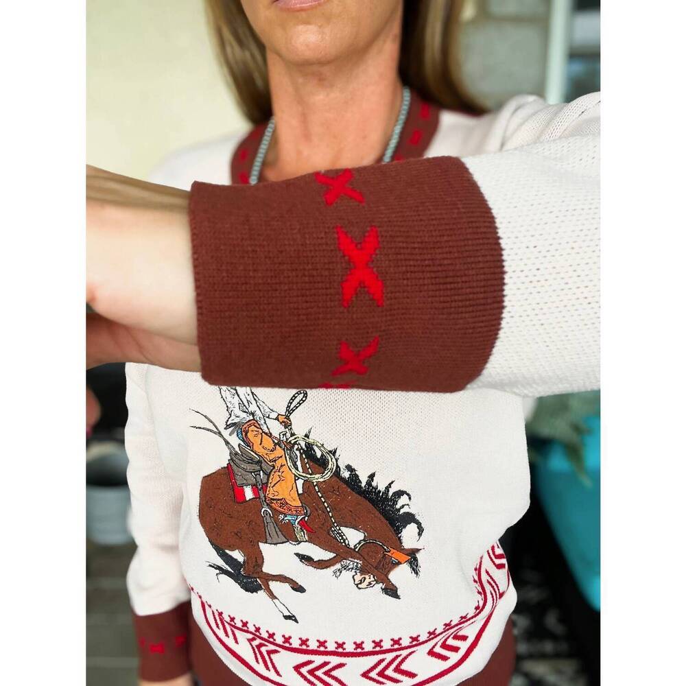 NEW STERLING KREEK the bronc sweater in white - Picture 4 of 8